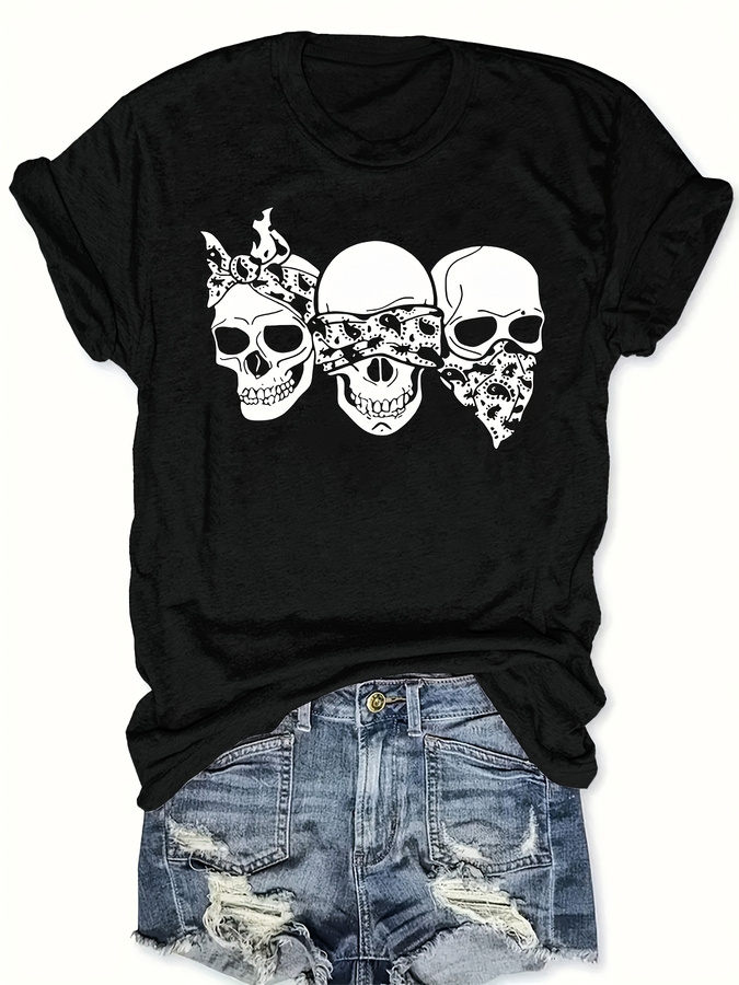 Street Fashion Trends 2025 - Happy Cartoon Skull T-Shirt, Loose Fit,