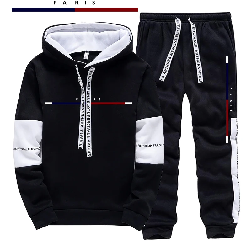 Street Fashion Casual - Paris Fashion Printed Men's Set/Hoodie/Pants Fall