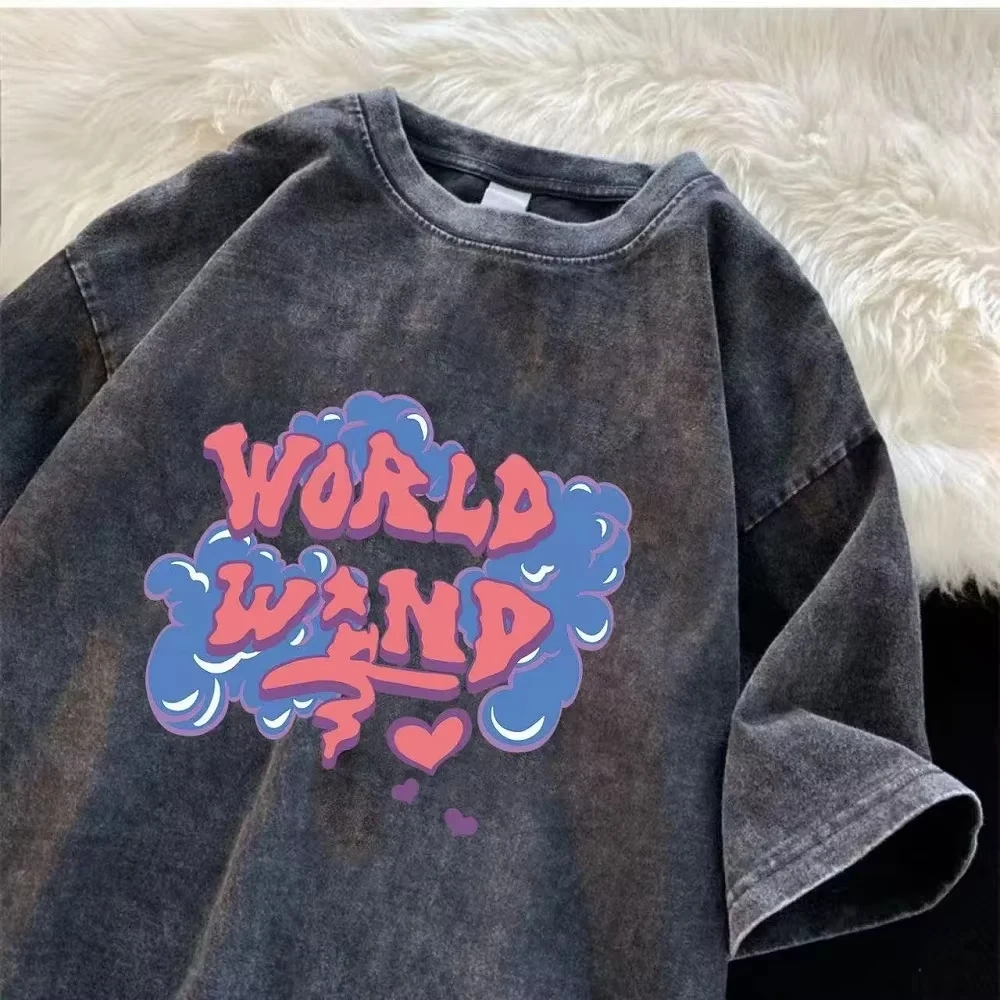 2025 Water-wash vintage t-shir - Street Fashion Trends 2025 ulasan dan harga