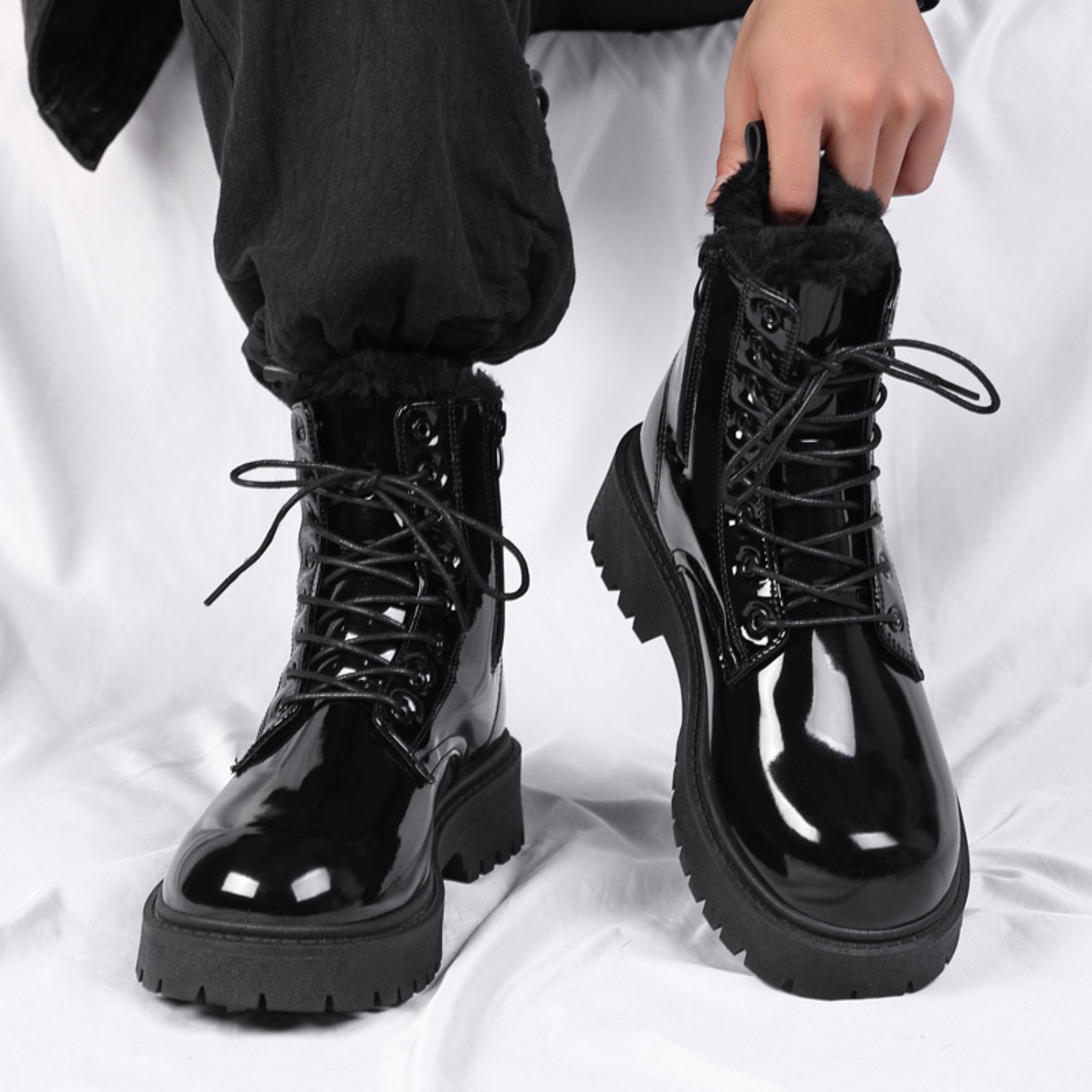 Men's warm plush high-top boot - Street Fashion Plus Size ulasan dan harga