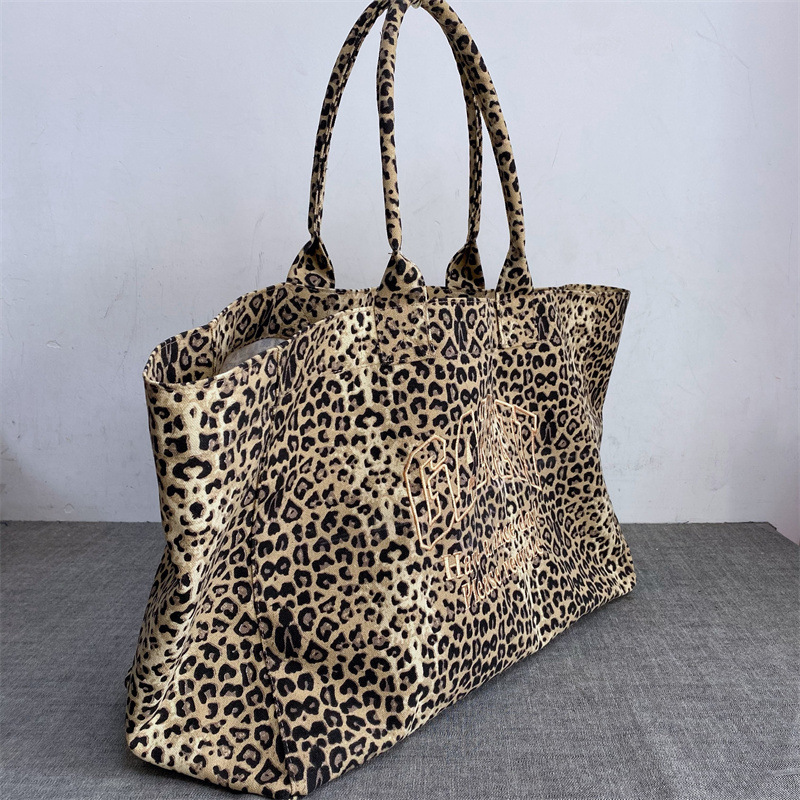 Unisex Leopard Print Embroider - Tote Bag Canvas Print ulasan dan harga