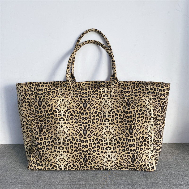 Unisex Leopard Print Embroider - Tote Bag Canvas Print ulasan dan harga
