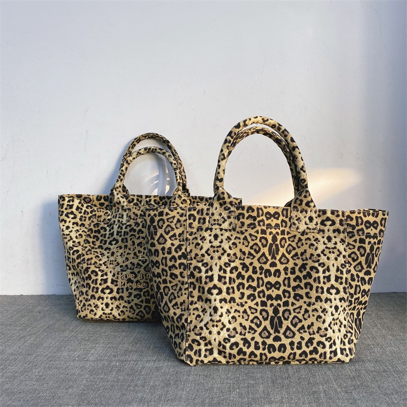 Unisex Leopard Print Embroider - Tote Bag Canvas Print ulasan dan harga
