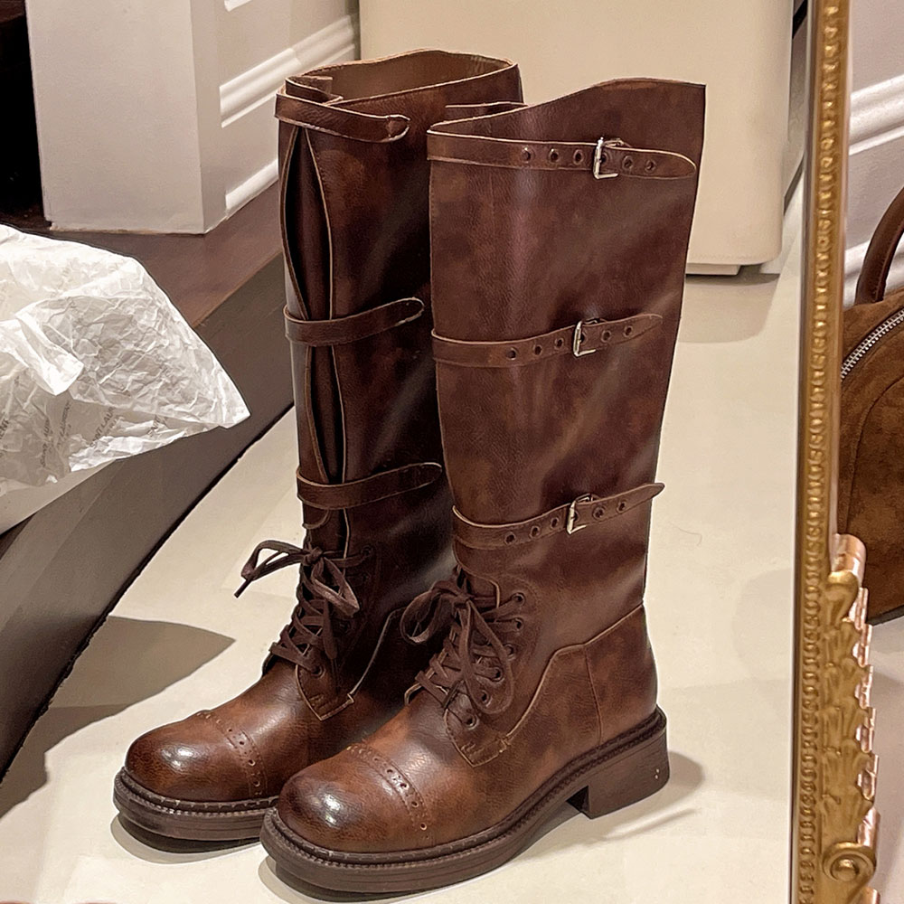 Women's Knee High Boots Vintag - Street Fashion Designers ulasan dan harga