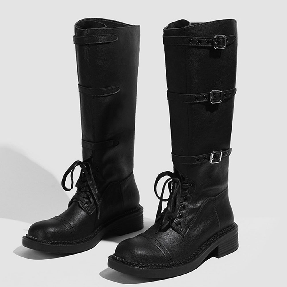 Women's Knee High Boots Vintag - Street Fashion Designers ulasan dan harga