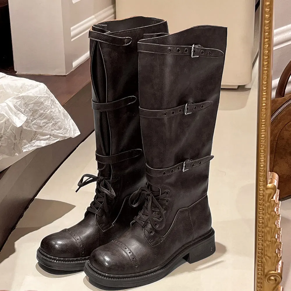 Women's Knee High Boots Vintag - Street Fashion Designers ulasan dan harga