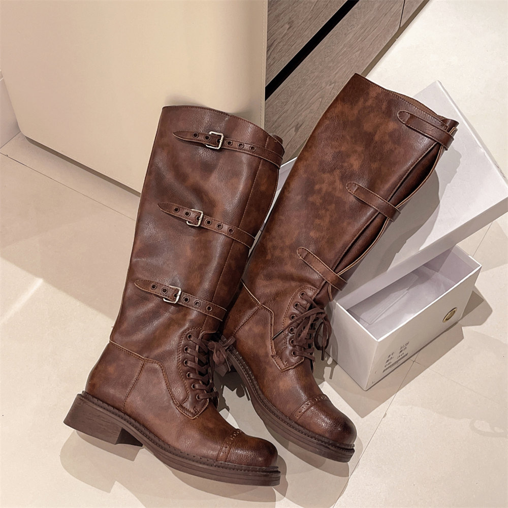 Women's Knee High Boots Vintag - Street Fashion Designers ulasan dan harga