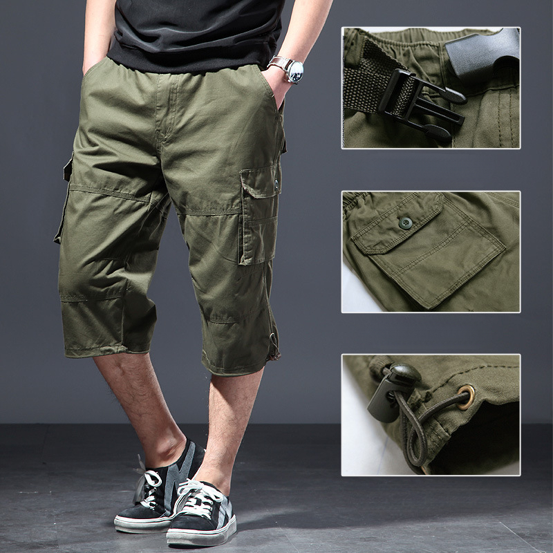 Men's Cotton 3/4 Pants Loose P - Street Fashion Plus Size ulasan dan harga