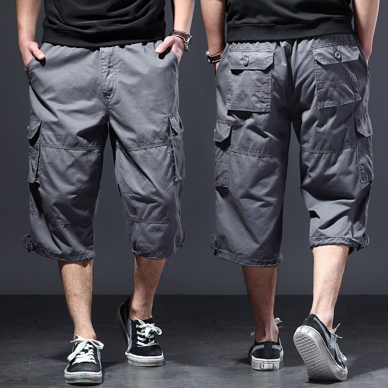 Men's Cotton 3/4 Pants Loose P - Street Fashion Plus Size ulasan dan harga