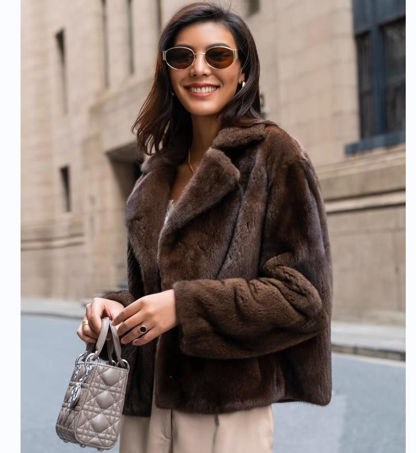 Women's 100% Genuine Mink Fur  - Street Fashion Logo ulasan dan harga