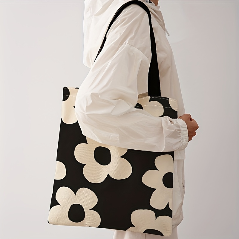 Yellow flower printed tote bag - Tote Bag Canvas Print ulasan dan harga