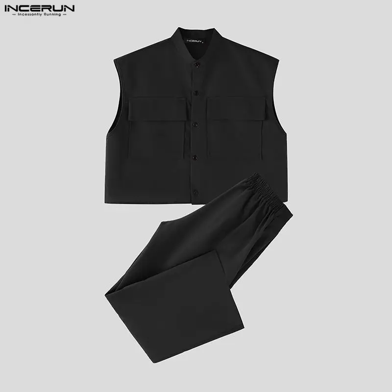 INCERUN Men Sets Solid Sleevel - Street Fashion Casual ulasan dan harga
