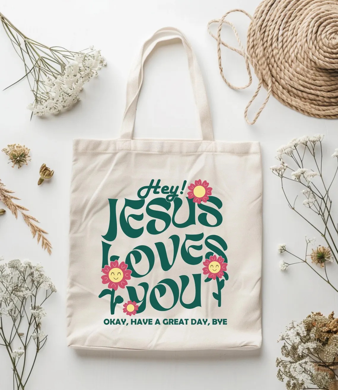 Jesus Loves You Inspirational  - Tote Bag Canvas Print ulasan dan harga