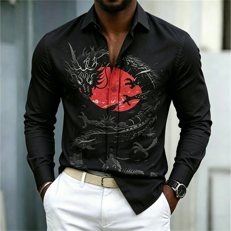 2026 New Men's Shirt White Bla - Street Fashion Casual ulasan dan harga