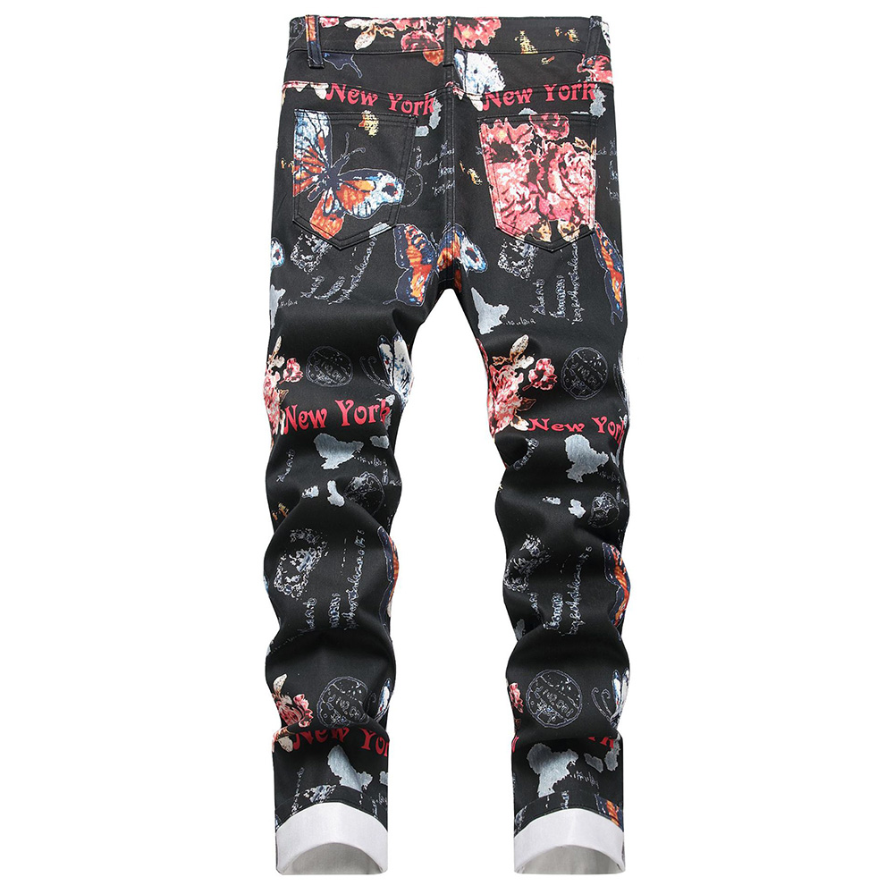 Men Digital Print Jeans Fashio - Street Fashion In New York ulasan dan harga