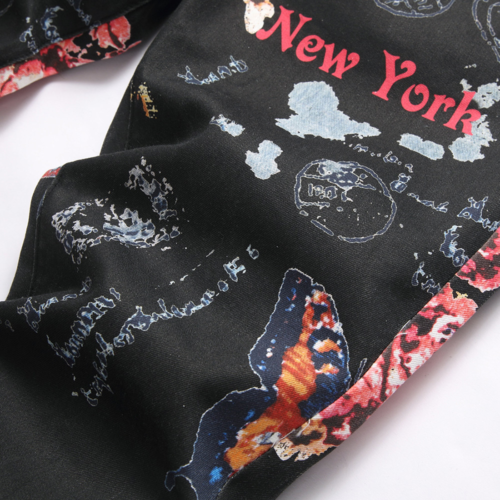 Men Digital Print Jeans Fashio - Street Fashion In New York ulasan dan harga