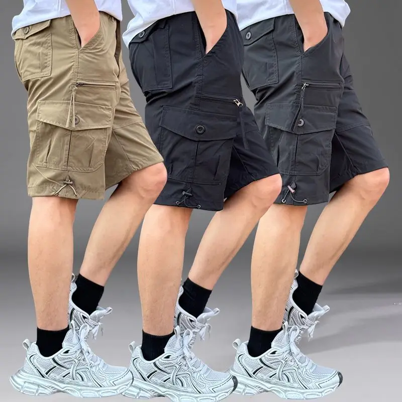 Mens Cargo Shorts Loose Solid  - Cargo Pant Wide ulasan dan harga