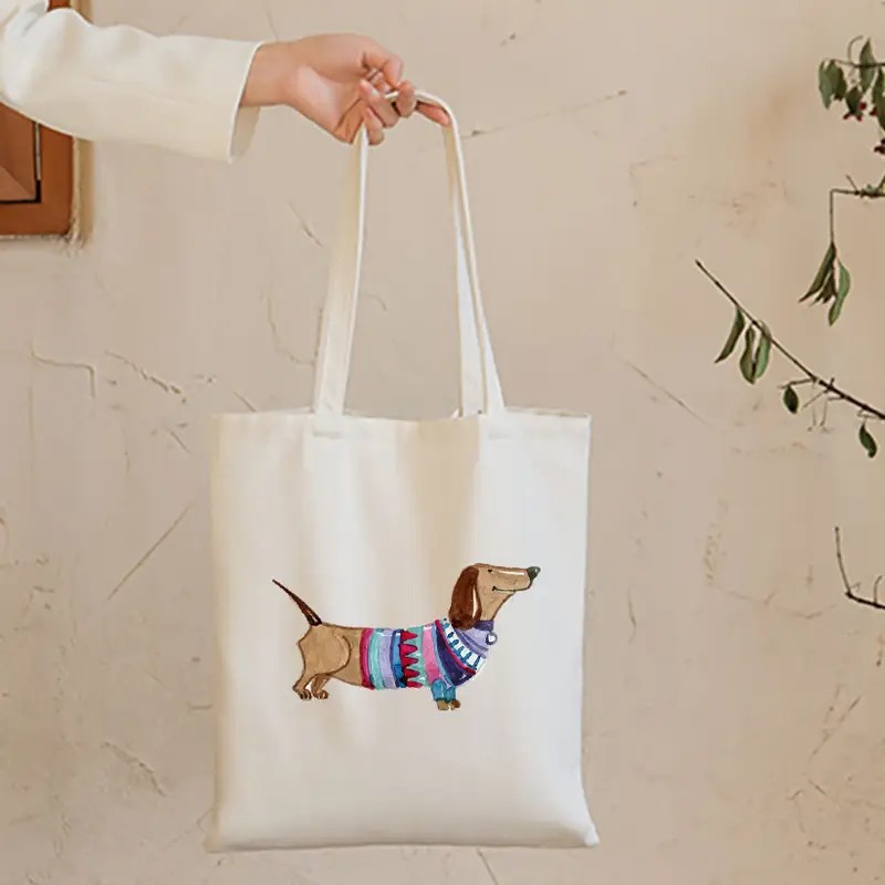 Cute Dachshund Funny Handbags  - Tote Bag Canvas Print ulasan dan harga