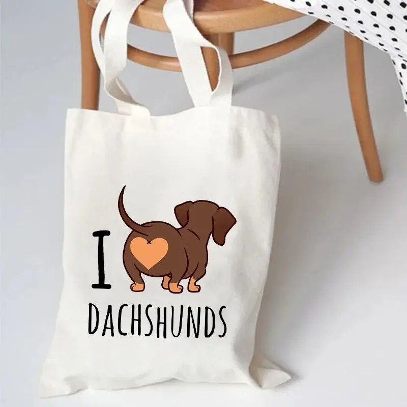 Cute Dachshund Funny Handbags  - Tote Bag Canvas Print ulasan dan harga