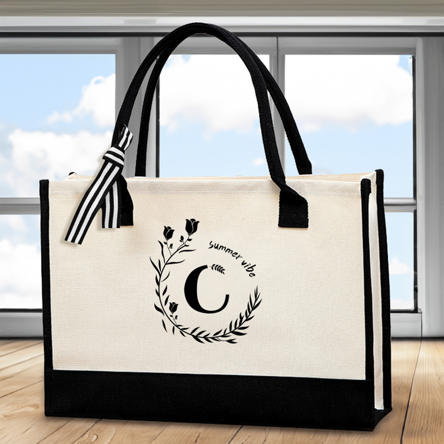 Leather letter print tote bag, - Tote Bag Canvas Print ulasan dan harga