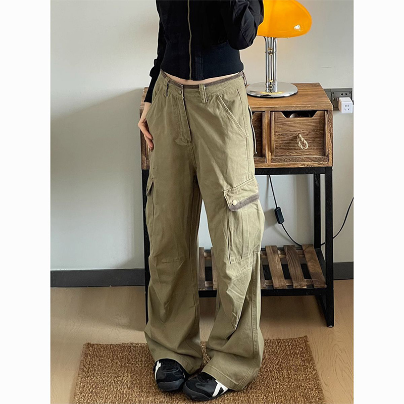 New Baggy Khaki Cargo Pants Wo - Japanese Street Fashion Female ulasan dan harga
