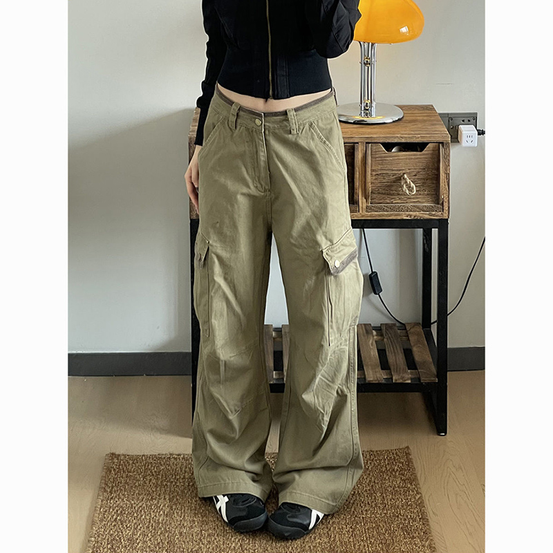 New Baggy Khaki Cargo Pants Wo - Japanese Street Fashion Female ulasan dan harga