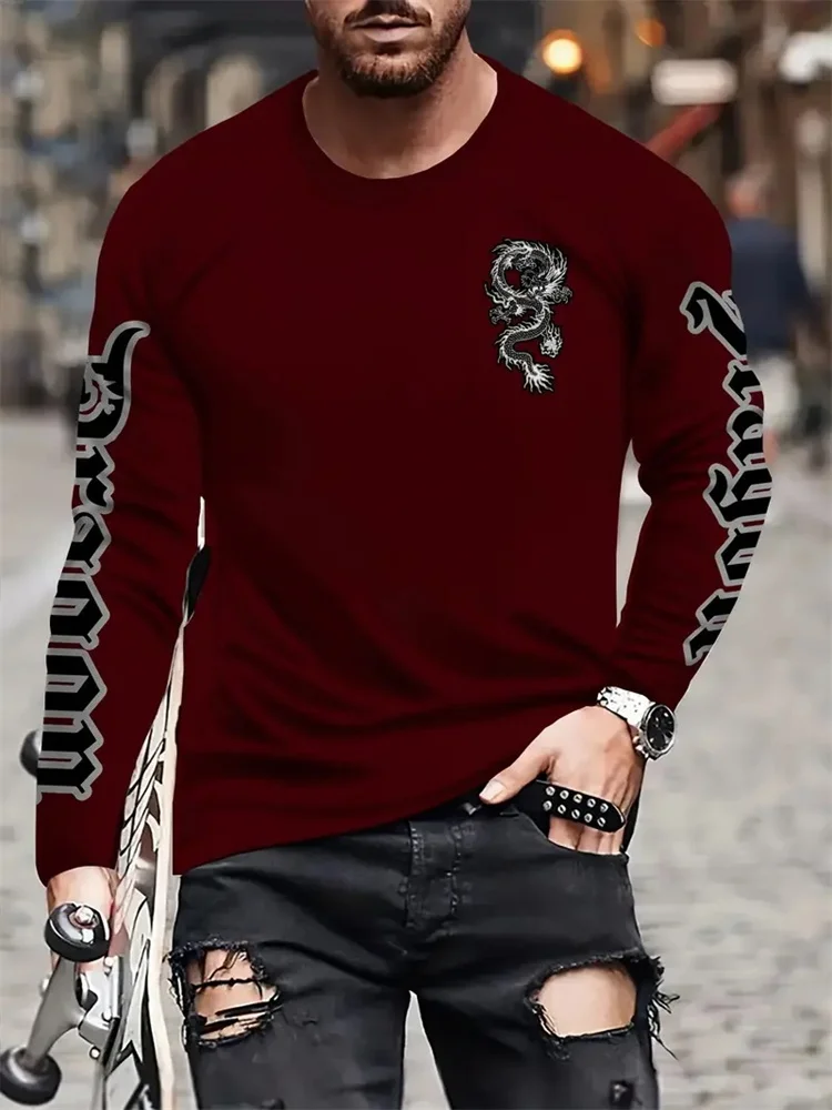 Simple Longteng Print Autumn F - Street Fashion Casual ulasan dan harga