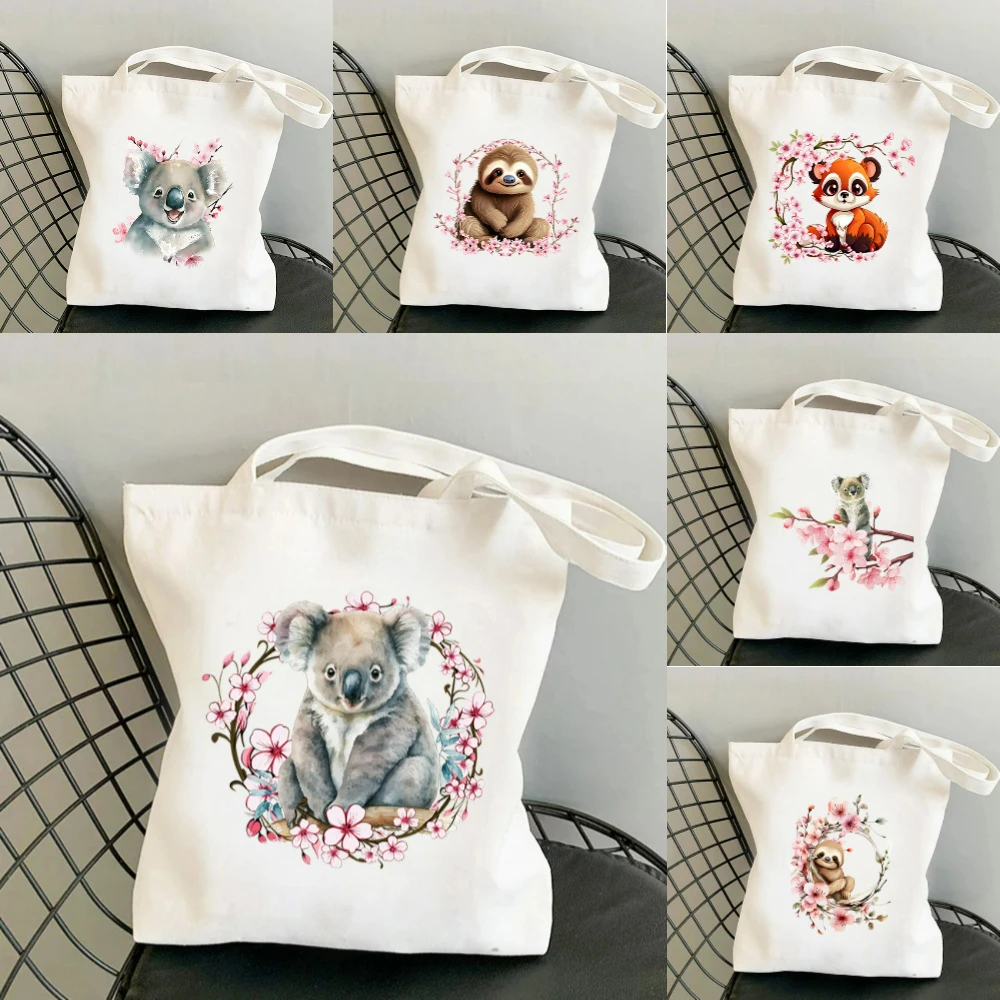 1pc Koala Cherry Blossom Print - Tote Bag Canvas Print ulasan dan harga