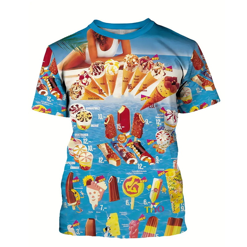 Ice Cream Color Fashion T-shir - Street Fashion Trends 2025 ulasan dan harga