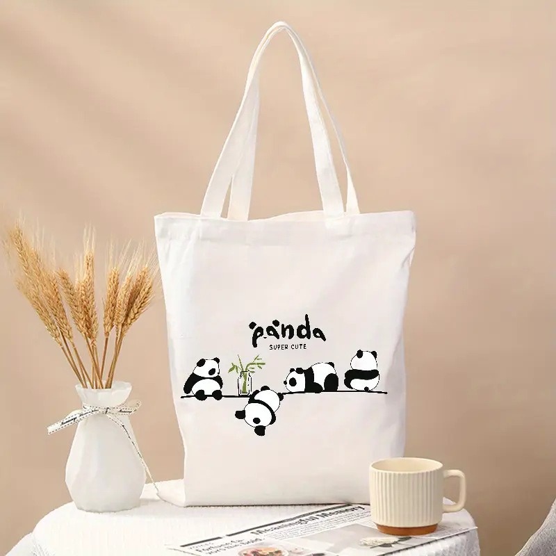 Cute Panda Print Canvas Tote B - Tote Bag Canvas Print ulasan dan harga