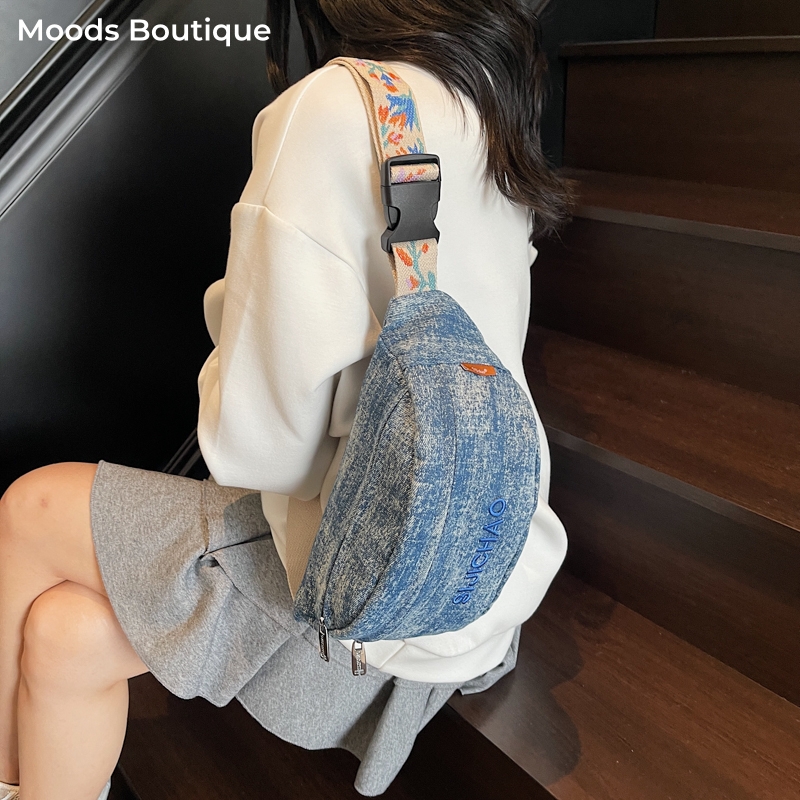 Denim Blue Chest Bags For Wome - Street Fashion Trends 2025 ulasan dan harga